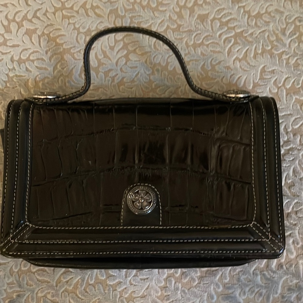 Brighton, Black croc clutch with card holder and glass case